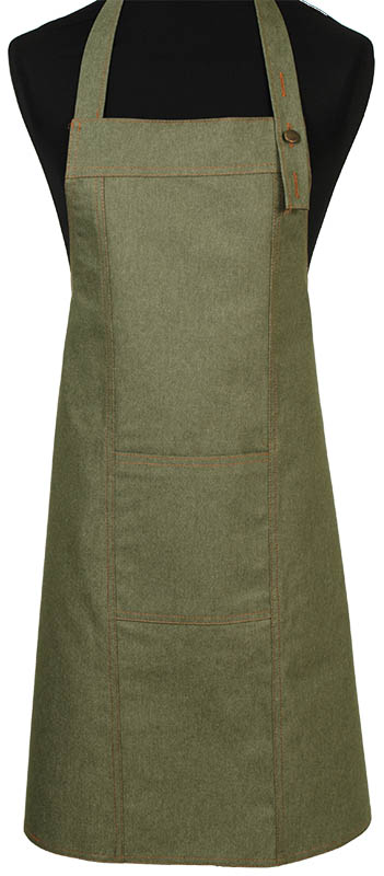 Schriks schort 3406 Denim halterschort voorzien van 2 locknaden met zak ertussen. Dubbel doorgestikt. Afmeting:90 - 90